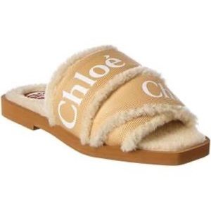 100% Authentic NWT Chloe Woody Shearling Flat Sandal Size 41